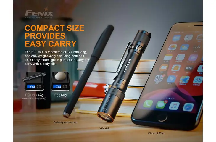 Fenix Lighting E20 V2.0 350 Lumens Luminus SST20 LED Flashlight E20V2BK - view 6